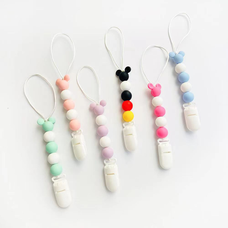 BPA gratis anti-fallande bok trä silikonpärla tandläkare avlägsna leksak baby dummynippelnapphållare klippkedja