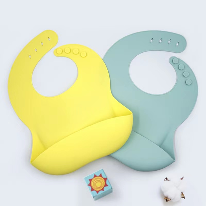 Baby Silicone Bib Baby\'s Solid Silicone Bib Water Pocket Waterproof and Dirt Proof Baby Bib